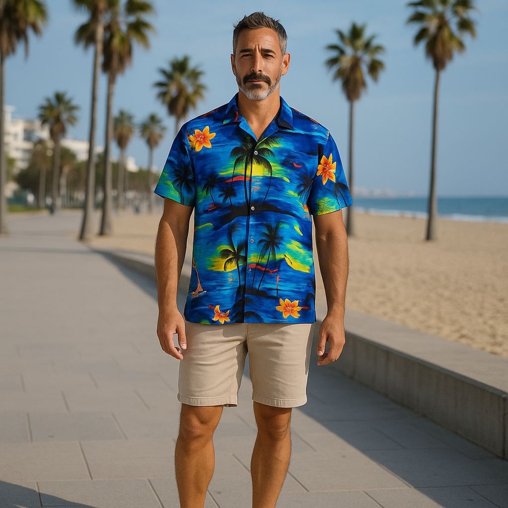 SHIRT MAN UNBRANDED SIZE MEDIUM Vibrant Tropical Hawaiian Shirt